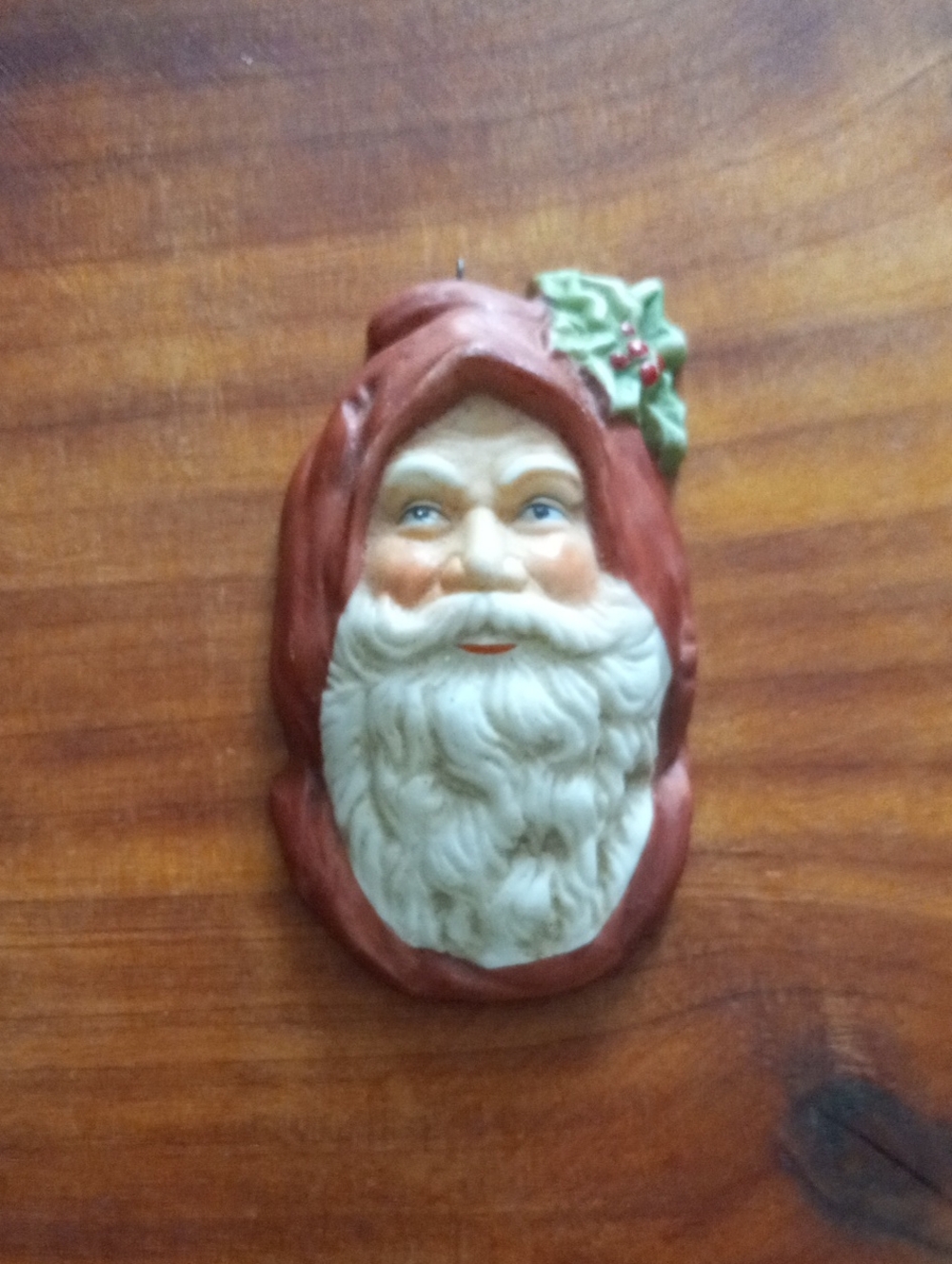 Vintage 1987 Enesco Santa Claus Face Ceramic Christmas Ornament